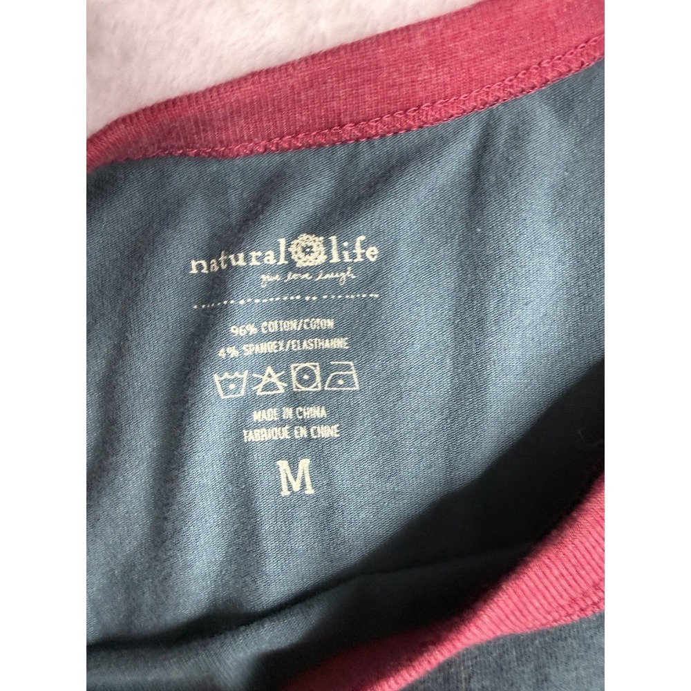 Natural Life Lets Just Go Graphic Ringer Tank Top Teal Mountain Floral Medium - Picture 4 of 4